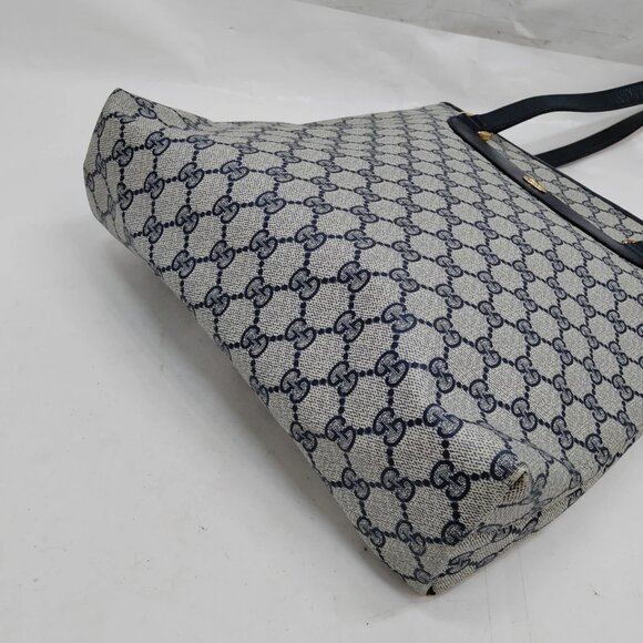 Gucci GG Navy PVC Leather Tote Bag - Picture 3 of 8